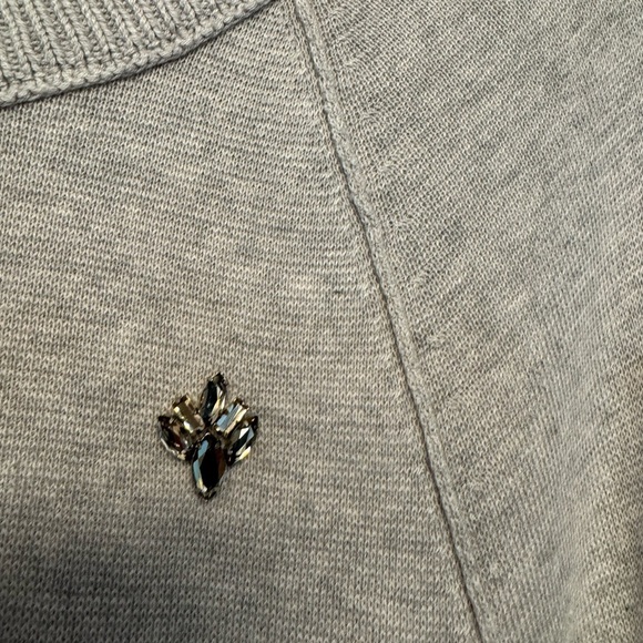 New - LOFT Light Gray Sweater with Jewel Accents - Picture 4 of 4